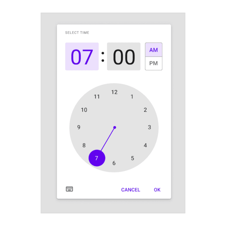 TimePicker in Android clock mode