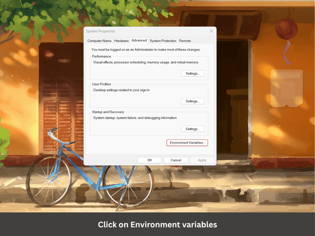 Click on Environment variables image