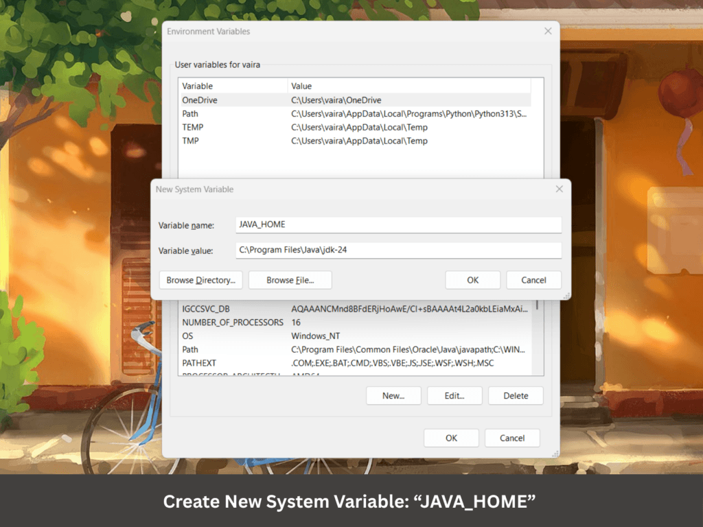 Create new System Variable JAVA_HOME image