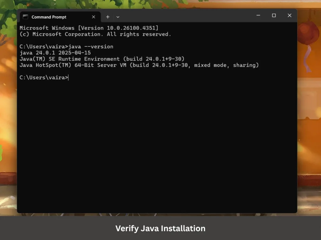 Verify Java Installation Image